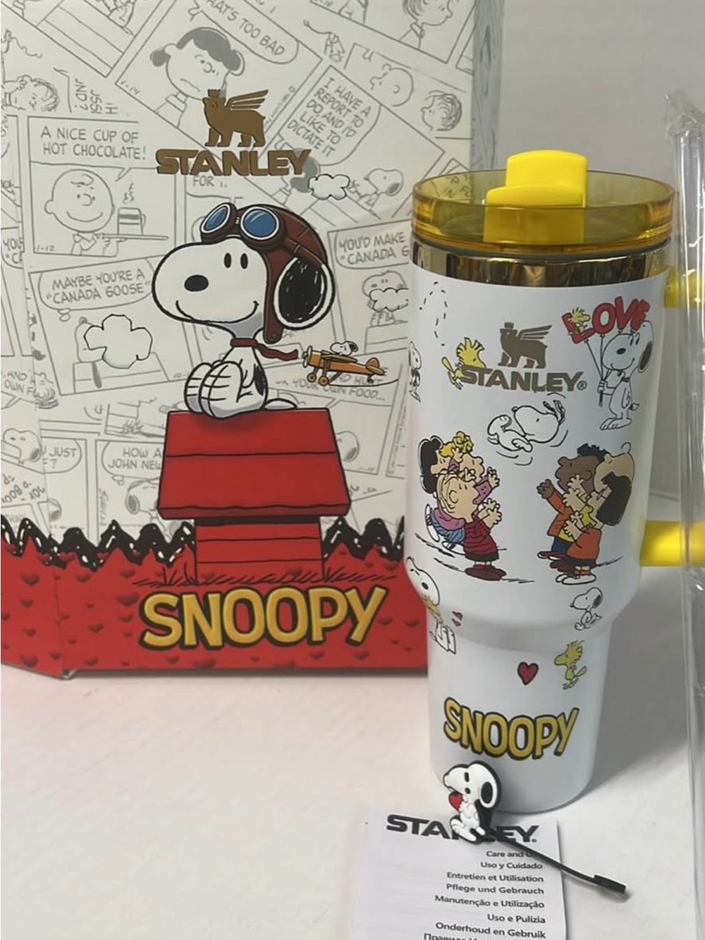 Stanley Snoopy White & Yellow Insulated Party Tumbler